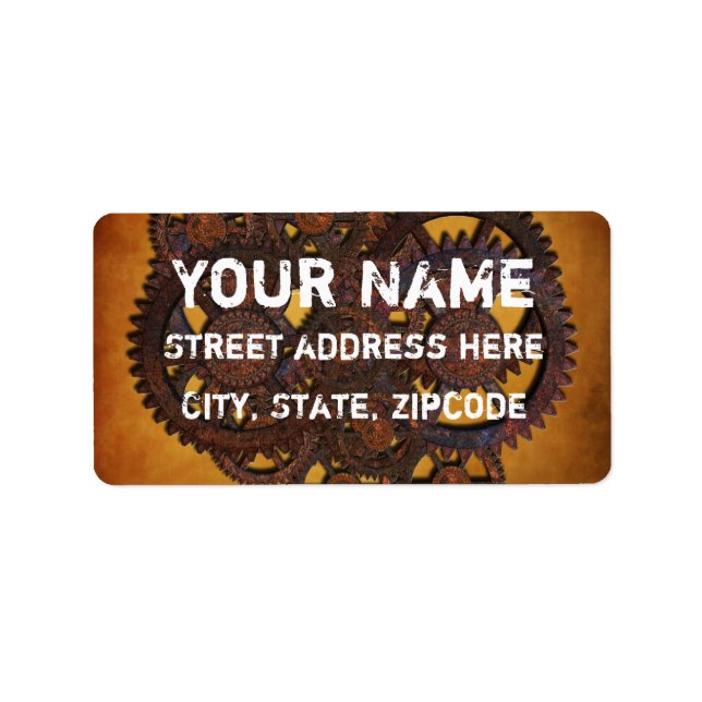 Steampunk Rusty Gears Label (Front)