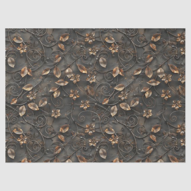 Steampunk Rusty Leaves and Flowers for Decoupage Tissue Paper (Front)