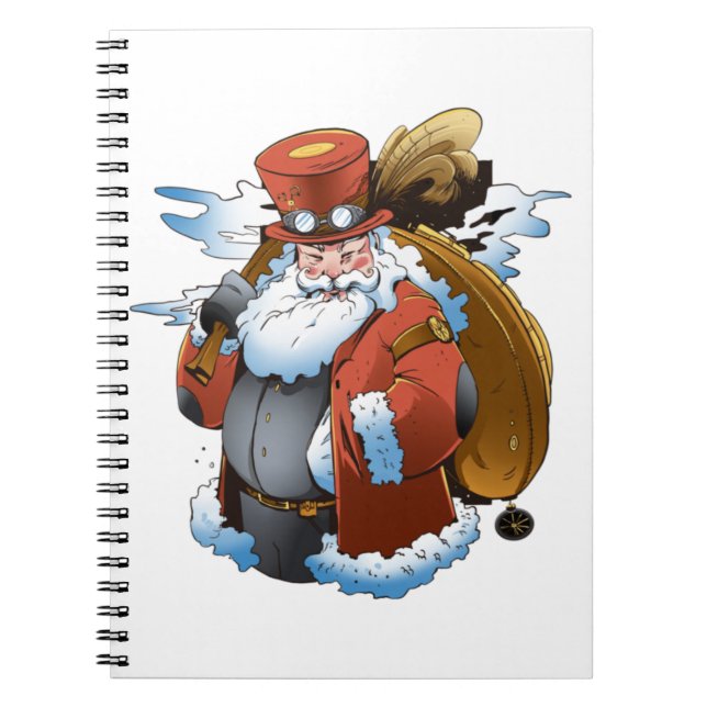 Steampunk Santa Christmas Vintage Style Notebook (Front)