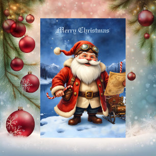 Steampunk Santa Claus – Vintage Christmas Adventur Holiday Card