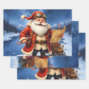 Steampunk Santa Claus – Vintage Christmas Adventur Wrapping Paper Sheets