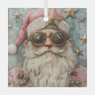 Steampunk Santa Glass Ornament