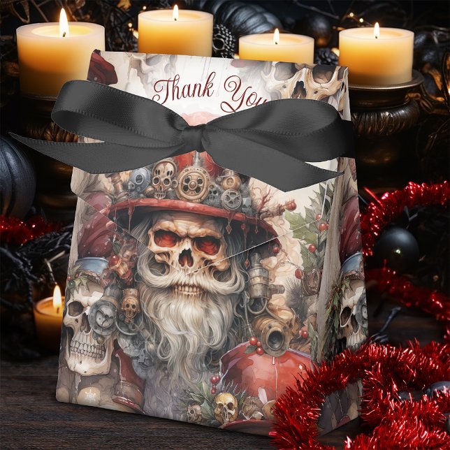 Steampunk Santa Skull Red Top Hat Gothmas Gothic Favor Boxes (Stir up some santa fun with this Steampunk Santa Favor Box, perfect if you love a bit of the Spooky!)