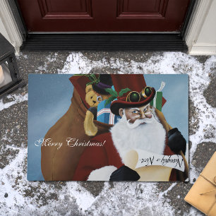 Steampunk Santa Victorian Christmas Fantasy Art Doormat