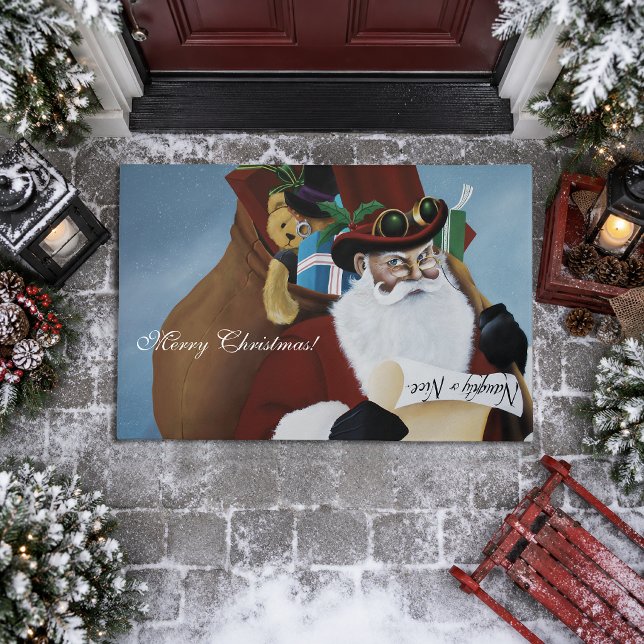 Steampunk Santa Victorian Christmas Fantasy Art Doormat (Creator Uploaded)
