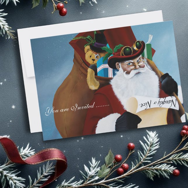 Steampunk Santa Victorian Christmas Fantasy Art Invitation (Creator Uploaded)