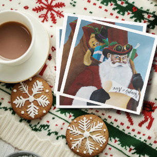 Steampunk Santa Victorian Christmas Fantasy Art Paper Dinner Napkins