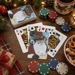 Steampunk Santa Victorian Christmas Fantasy Art Poker Cards