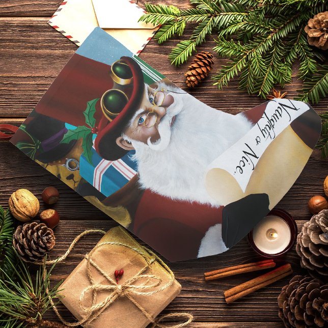Steampunk Santa Victorian Christmas Fantasy Art Small Christmas Stocking (Creator Uploaded)