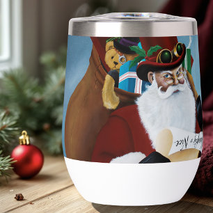Steampunk Santa Victorian Christmas Fantasy Art Thermal Wine Tumbler