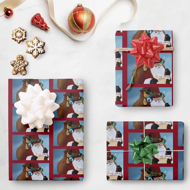 Steampunk Santa Victorian Christmas Fantasy Art Wrapping Paper Sheets (Creator Uploaded)