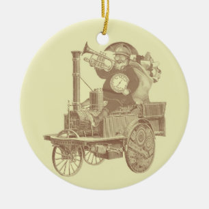 Steampunk Santa - vintage merry christmas Ceramic Ornament