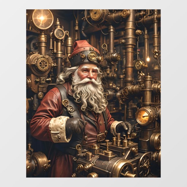 Steampunk Santa Window Cling (Sheet)
