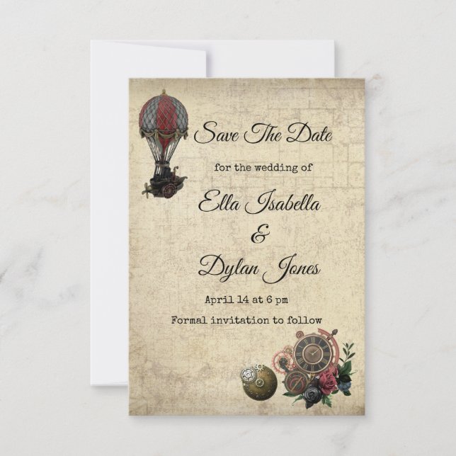 Steampunk Save the Date Announcement (Front)