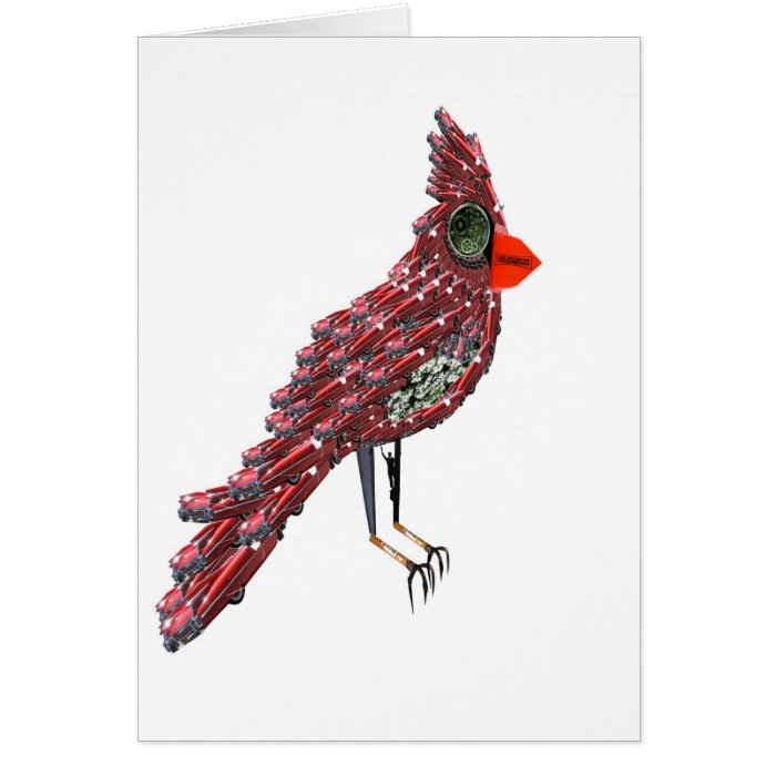 Steampunk Science Fiction Cardinal Cadillac Bird Greeting Card