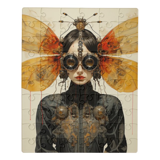Steampunk Scifi Insect Woman Jigsaw Puzzle (Puzzle Vertical)