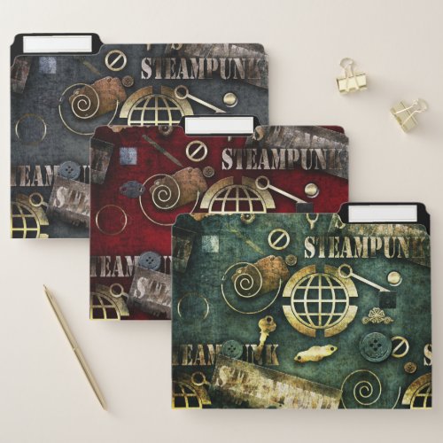 Steampunk scrapbooking file folder