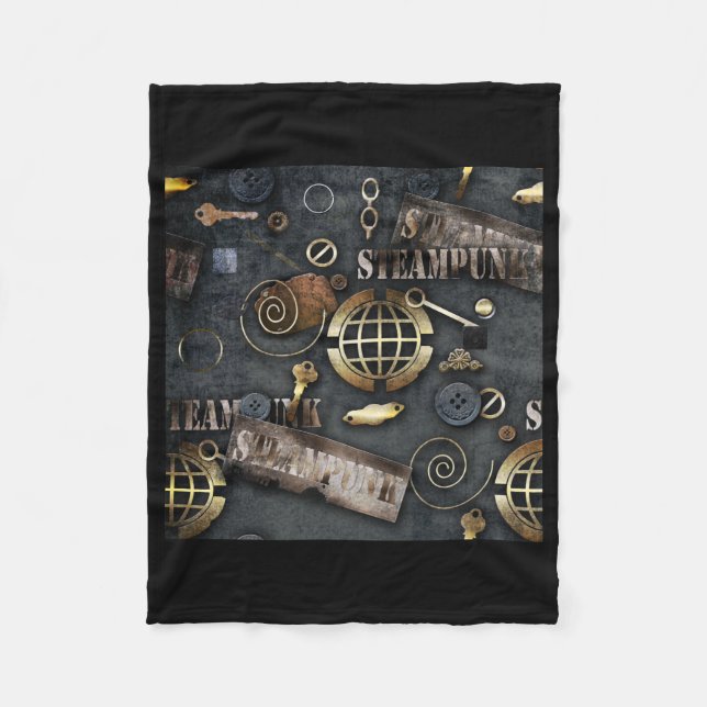 Steampunk, scrapbooking fleece blanket (Front)