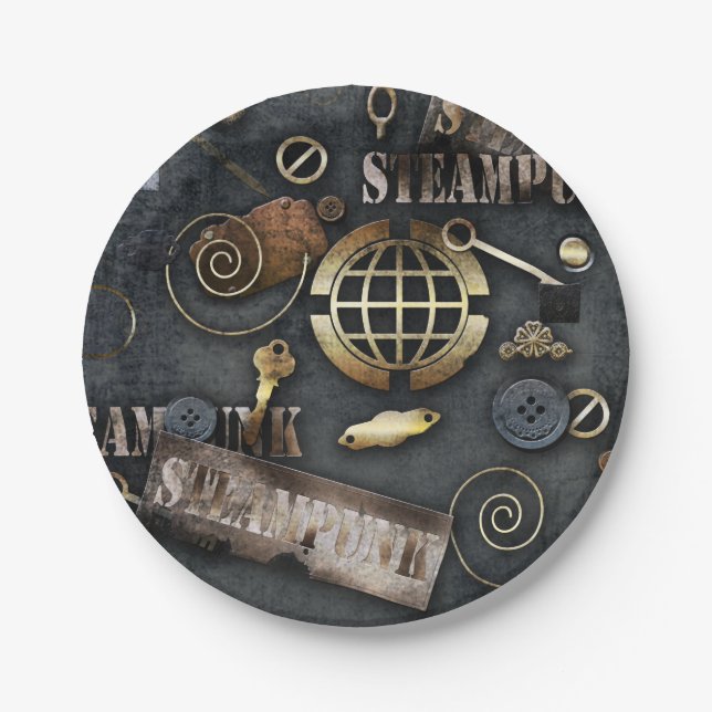 Steampunk, scrapbooking paper plates (Front)