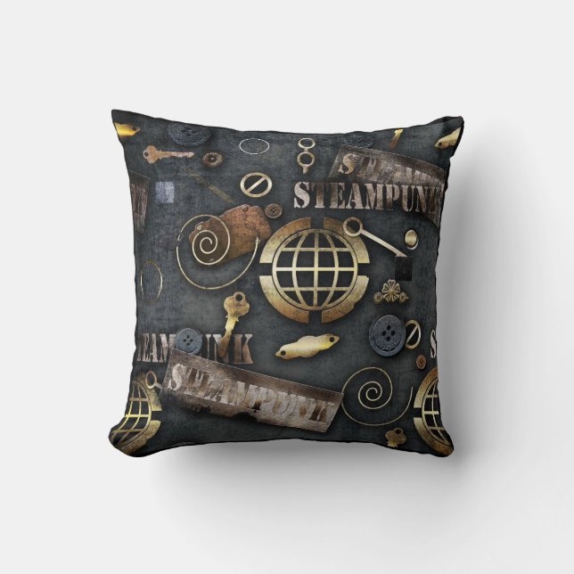 Steampunk, scrapbooking throw pillow (Front)