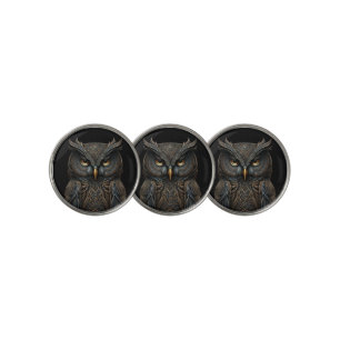 Steampunk Screech Owl Golf Ball Marker