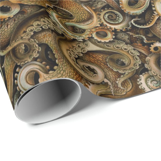 Steampunk Sea Life Octopus Tentacles Wrapping Paper (Roll Corner)