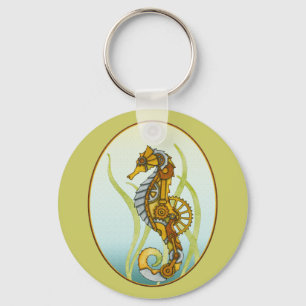 Steampunk Seahorse Keychain