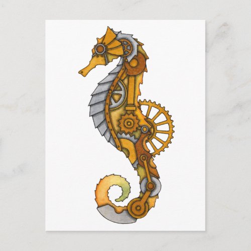 Steampunk Seahorse Postcard