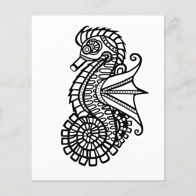 Steampunk Seahorse Stencil Color Me In Paper (Front)