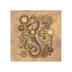 Steampunk Seahorse Vintage Surreal Art