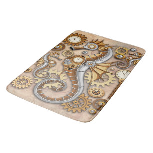 Steampunk Seahorse Vintage Surreal Art Bath Mat
