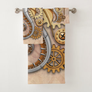 Steampunk Seahorse Vintage Surreal Art Bath Towel Set