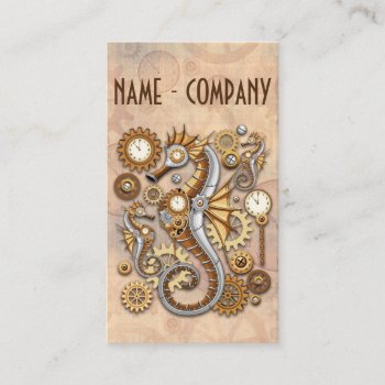 Steampunk Seahorse Vintage Surreal Art  Business Card by Bluedarkat at Zazzle