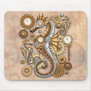 Steampunk Seahorse Vintage Surreal Art   Mouse Pad