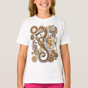 Steampunk Seahorse Vintage Surreal Art T-Shirt