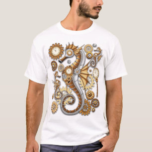 Steampunk Seahorse Vintage Surreal Art T-Shirt