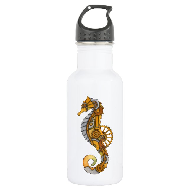 Steampunk Seahorse Water Bottle (Front)