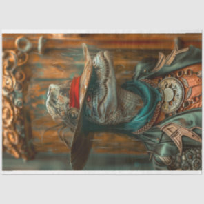 Steampunk Sheriff Alligator Decoupage Tissue Paper