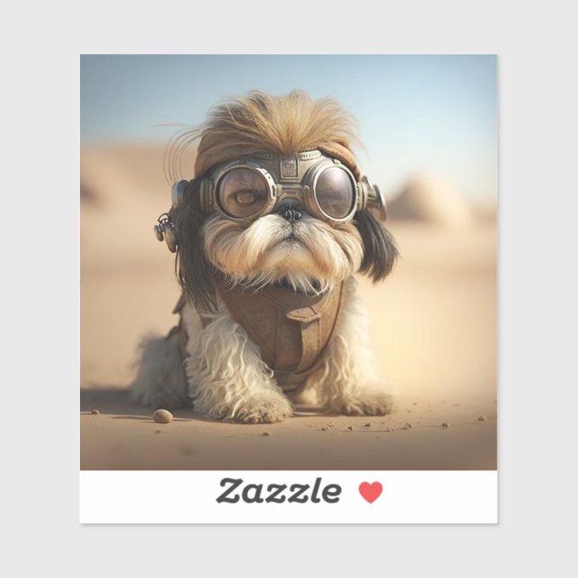 Steampunk Shih Tzu With Goggles Sticker (Sheet)