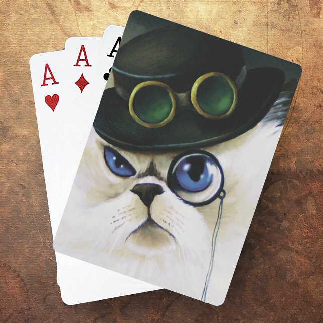 Steampunk Siamese Persian Cat Poker Cards (Creator Uploaded)