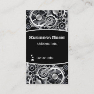 Steampunk Silver Gears 4 Business Card
