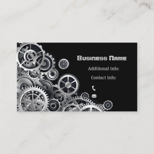 Steampunk Silver Gears Business Card