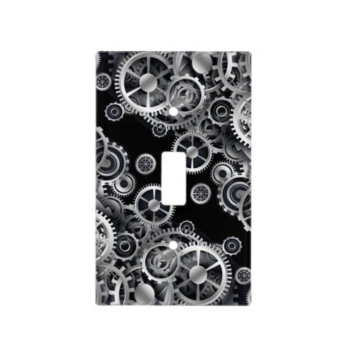 Steampunk Silver Gears Light Switch Cover