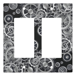Steampunk Silver Gears Light Switch Cover