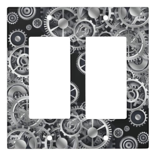 Steampunk Silver Gears Light Switch Cover