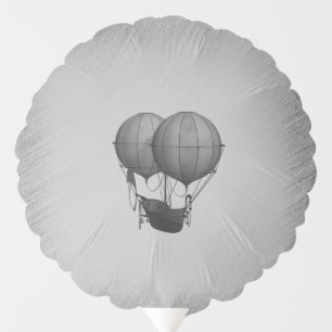 Steampunk Silver Hot Air Balloons with Ship