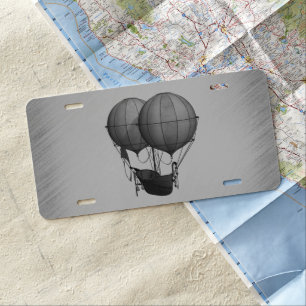 Steampunk Silver Hot Air Balloons with Ship License Plate
