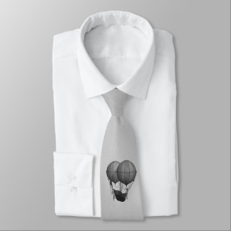 Steampunk Silver Hot Air Balloons with Ship Neck Tie