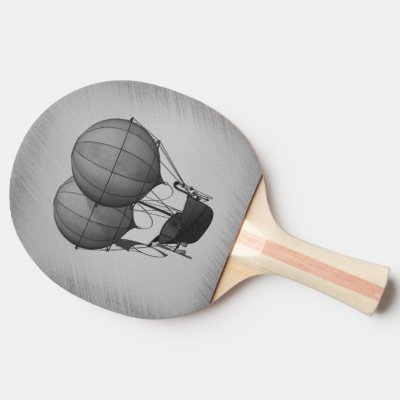 Steampunk Silver Hot Air Balloons with Ship Ping Pong Paddle