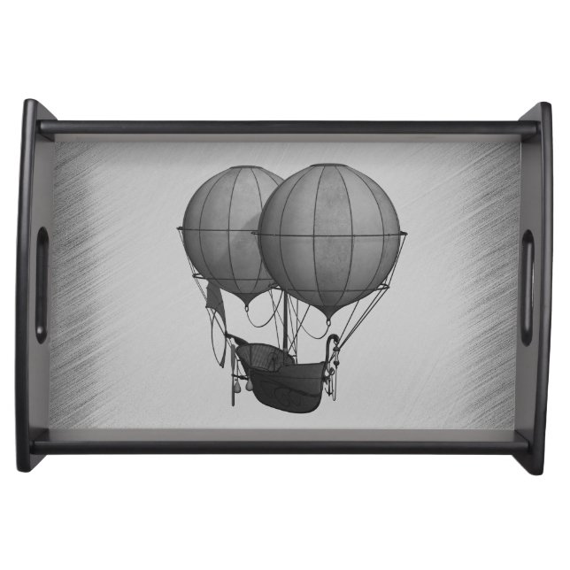 Steampunk Silver Hot Air Balloons with Ship Serving Tray (Front)